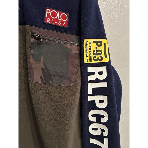 POLO RALPH LAUREN Fleece Pullover Jacket 1/4 Snap Camo RLPC 67 Men's Size Large - Picture 2 of 10